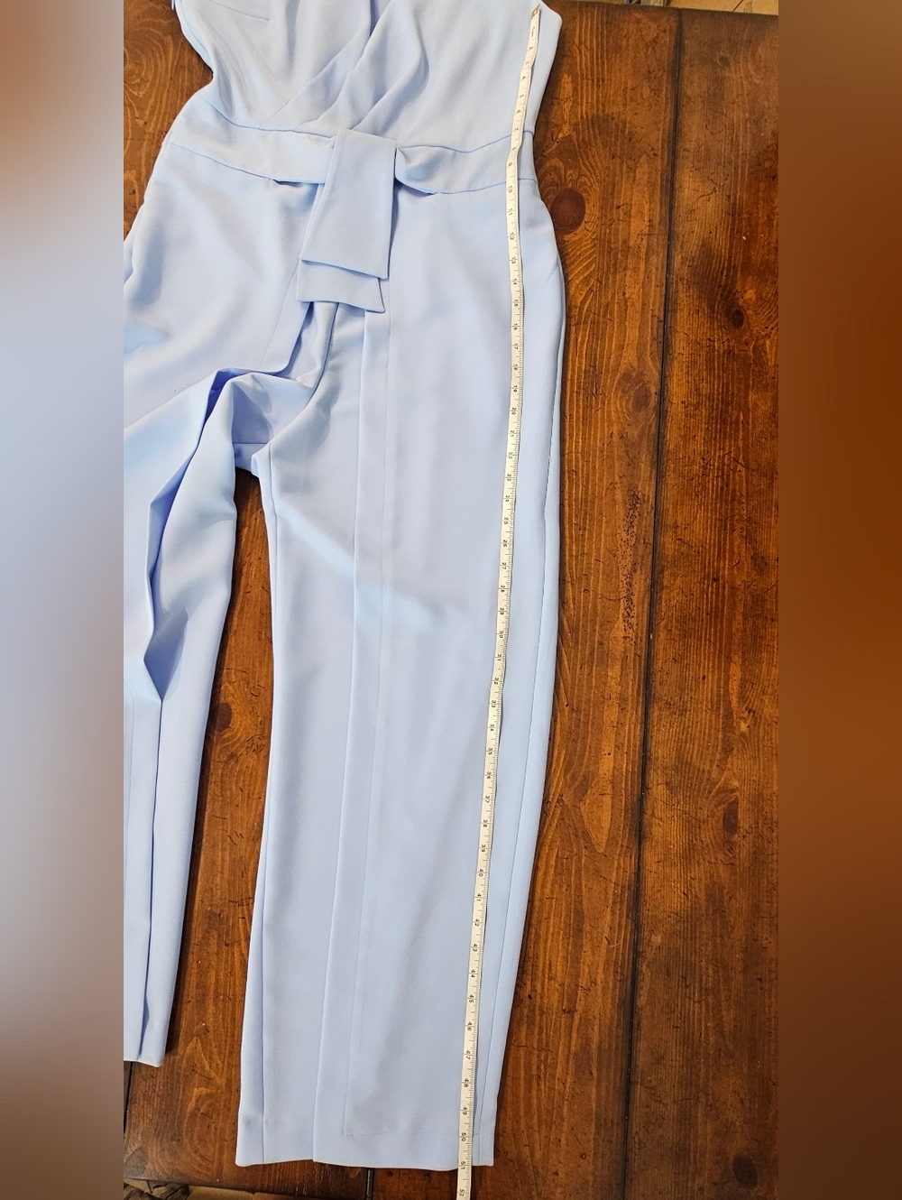 Asymmetrical Icy Blue One-Shoulder Jumpsuit w/Waist Tie Slit Legs Women's Sz 12 - Picture 10 of 12